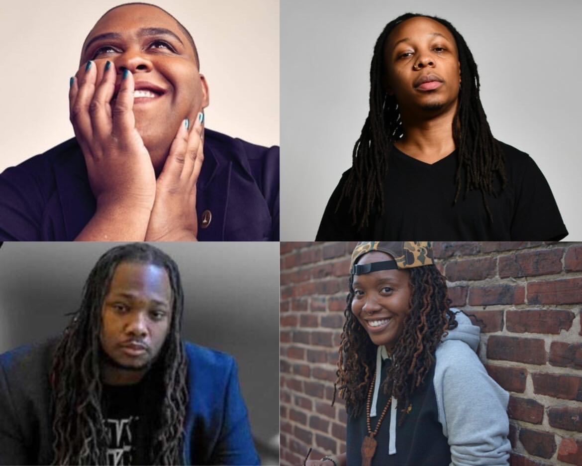 Four portraits of Black non binary folks